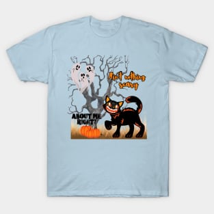 Scary black cat, cute ghosts T-Shirt